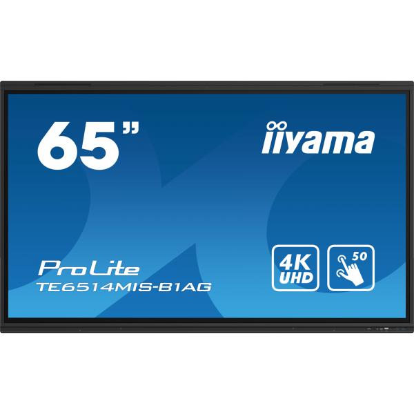 Iiyama TE6514MIS-B1AG visualizzatore di messaggi Pannello piatto interattivo 165,1 cm [65] LCD Wi-Fi 435 cd/m 4K Ultra HD Nero Touch screen Processore integrato Android 24/7 (Iiyama ProLite TE6514MIS-B1AG 65' PureTouch-IR+ Touch Screen 4K 24/7 Large ...