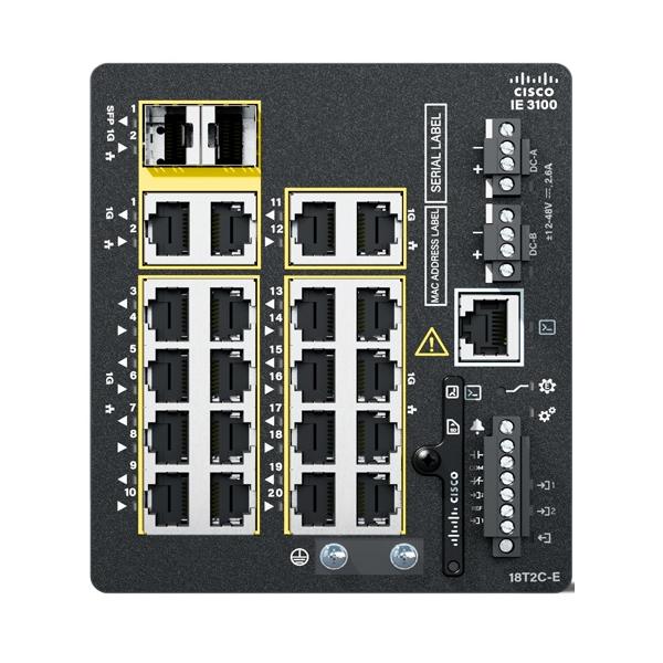 Cisco Catalyst IE3100 Gestito L2/L3 Gigabit Ethernet [10/100/1000] Nero (IE3100 W/18GE COPPER 2GE COMBO - FIXED SYS NETWORK ESSENTIALS)CiscoIE-3100-18T2C-E