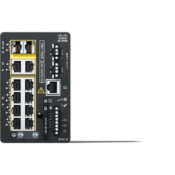 Cisco Catalyst IE-3100-8T2C-E switch di rete Gestito L2 Gigabit Ethernet [10/100/1000] Nero (Cisco Catalyst IE3100 Rugged Series - Switch - 8 x 10/100/1000 + 2 x combo Gigabit - DIN rail mountable)CiscoIE-3100-8T2C-E