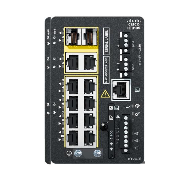 Cisco Catalyst IE3105 Gestito L2 Gigabit Ethernet [10/100/1000] Nero (IE3105 W/8GE COPPER 2GE COMBO - ADV FEAT FIXED SYS NET ESSENT)CiscoIE-3105-8T2C-E