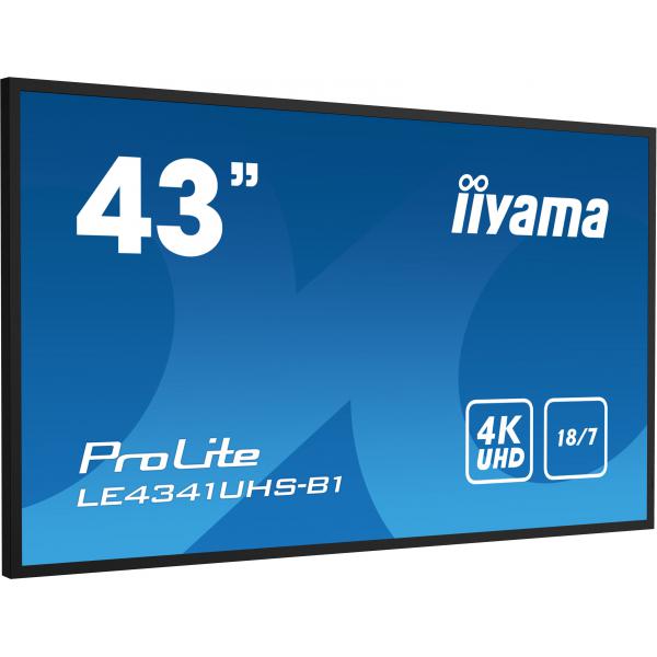 Iiyama LE4341UHS-B1 visualizzatore di messaggi Pannello piatto per segnaletica digitale 108 cm [42.5] LCD 350 cd/m 4K Ultra HD Nero 18/7 (iiyama LE4341UHS-B1 Signage Display Digital signage flat panel 108 cm [42.5'] LCD 350 cd/m 4K Ultra HD Black 18/...