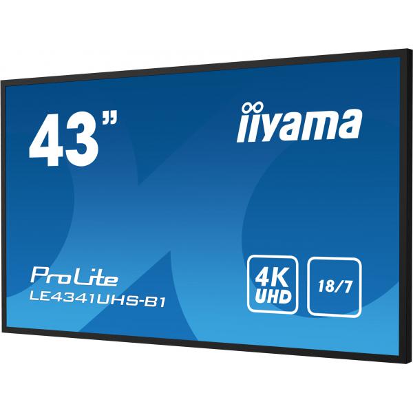 Iiyama LE4341UHS-B1 visualizzatore di messaggi Pannello piatto per segnaletica digitale 108 cm [42.5] LCD 350 cd/m 4K Ultra HD Nero 18/7 (iiyama LE4341UHS-B1 Signage Display Digital signage flat panel 108 cm [42.5'] LCD 350 cd/m 4K Ultra HD Black 18/...