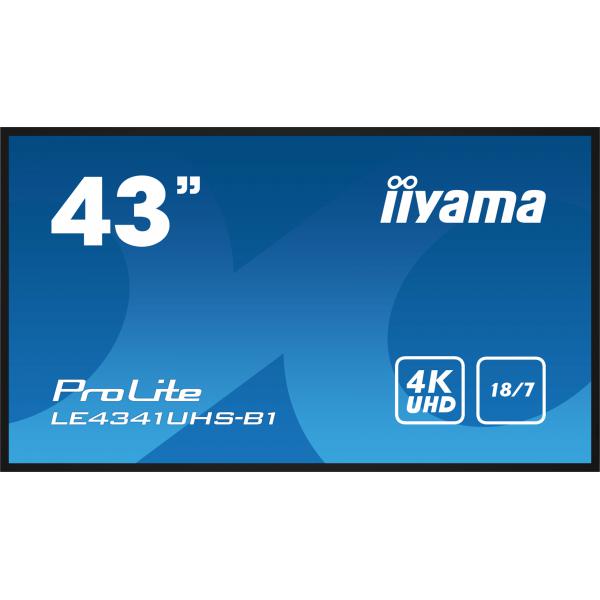 Iiyama LE4341UHS-B1 visualizzatore di messaggi Pannello piatto per segnaletica digitale 108 cm [42.5] LCD 350 cd/m 4K Ultra HD Nero 18/7 (iiyama LE4341UHS-B1 Signage Display Digital signage flat panel 108 cm [42.5'] LCD 350 cd/m 4K Ultra HD Black 18/...