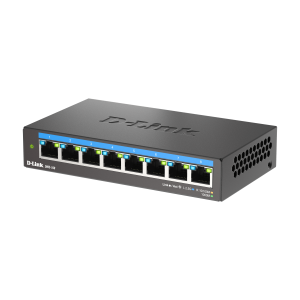 D-Link DMS-108 Non gestito L2 2.5G Ethernet [100/1000/2500] Nero (8-PORT MULTI-GB UNM. SWITCH 8X - 100 / 1000MBPS / 25GBPS TP)D-linkDMS-108/E