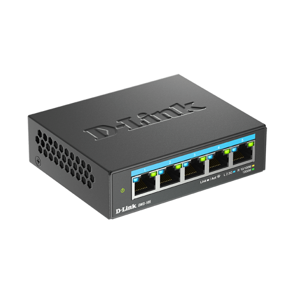 D-Link DMS-105 Non gestito L2 2.5G Ethernet [100/1000/2500] Nero (5-PORT MULTI-GB UNM. SWITCH 5X - 100 / 1000MBPS / 25GBPS TP)D-linkDMS-105/E