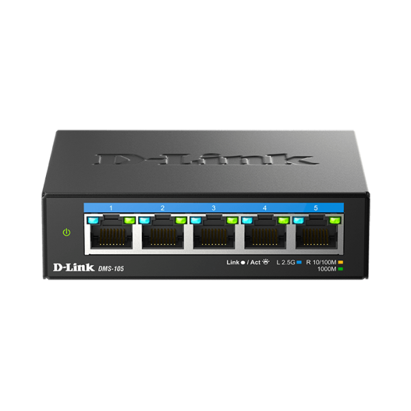 D-Link DMS-105 Non gestito L2 2.5G Ethernet [100/1000/2500] Nero (5-PORT MULTI-GB UNM. SWITCH 5X - 100 / 1000MBPS / 25GBPS TP)D-linkDMS-105/E