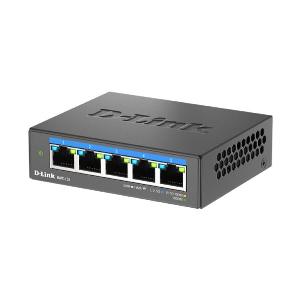 D-Link DMS-105 Non gestito L2 2.5G Ethernet [100/1000/2500] Nero (5-PORT MULTI-GB UNM. SWITCH 5X - 100 / 1000MBPS / 25GBPS TP)D-linkDMS-105/E