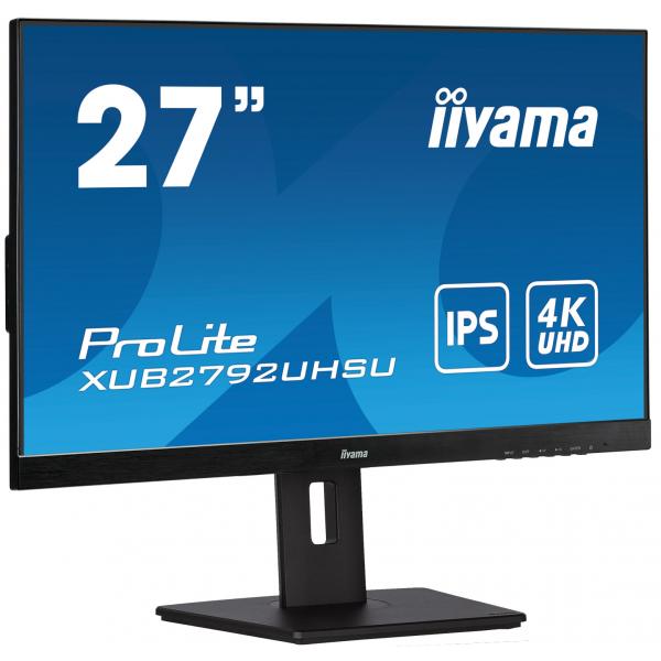 Iiyama ProLite XUB2792UHSU-B5 Monitor PC 68,6 cm [27] 3840 x 2160 Pixel 4K Ultra HD LED Nero (iiyama ProLite XUB2792UHSU-B5 - Monitor a LED - 27 - 3840 x 2160 4K @ 60 Hz - IPS - 350 cd/m? - 1000:1 - 4 ms - HDMI, DisplayPort - altoparlanti - nero, opa...