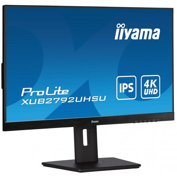 Iiyama ProLite XUB2792UHSU-B5 Monitor PC 68,6 cm [27] 3840 x 2160 Pixel 4K Ultra HD LED Nero (iiyama ProLite XUB2792UHSU-B5 - Monitor a LED - 27 - 3840 x 2160 4K @ 60 Hz - IPS - 350 cd/m? - 1000:1 - 4 ms - HDMI, DisplayPort - altoparlanti - opaco, ne...