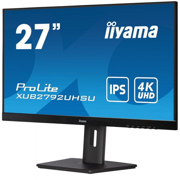 Iiyama ProLite XUB2792UHSU-B5 Monitor PC 68,6 cm [27] 3840 x 2160 Pixel 4K Ultra HD LED Nero (iiyama ProLite XUB2792UHSU-B5 - Monitor a LED - 27 - 3840 x 2160 4K @ 60 Hz - IPS - 350 cd/m? - 1000:1 - 4 ms - HDMI, DisplayPort - altoparlanti - opaco, ne...