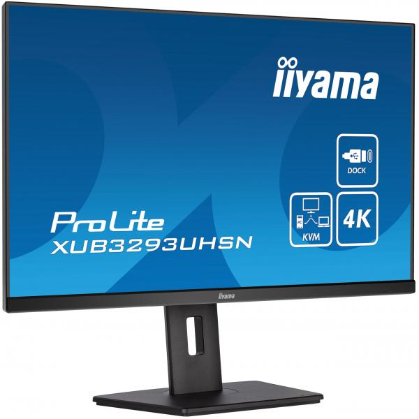 Iiyama ProLite XUB3293UHSN-B5 Monitor PC 80 cm [31.5] 3840 x 2160 Pixel 4K Ultra HD LCD Nero (iiyama ProLite XUB3293UHSN-B5 - Monitor a LED - 31.5 - 3840 x 2160 4K @ 60 Hz - IPS - 350 cd/m? - 1000:1 - 4 ms - HDMI, DisplayPort, USB-C - altoparlanti - ...