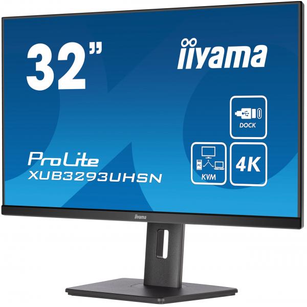 Iiyama ProLite XUB3293UHSN-B5 Monitor PC 80 cm [31.5] 3840 x 2160 Pixel 4K Ultra HD LCD Nero (iiyama ProLite XUB3293UHSN-B5 - Monitor a LED - 31.5 - 3840 x 2160 4K @ 60 Hz - IPS - 350 cd/m - 1000:1 - 4 ms - HDMI, DisplayPort, USB-C - altoparlanti - n...