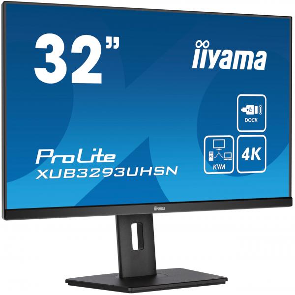 Iiyama ProLite XUB3293UHSN-B5 Monitor PC 80 cm [31.5] 3840 x 2160 Pixel 4K Ultra HD LCD Nero (iiyama ProLite XUB3293UHSN-B5 - Monitor a LED - 31.5 - 3840 x 2160 4K @ 60 Hz - IPS - 350 cd/m - 1000:1 - 4 ms - HDMI, DisplayPort, USB-C - altoparlanti - n...