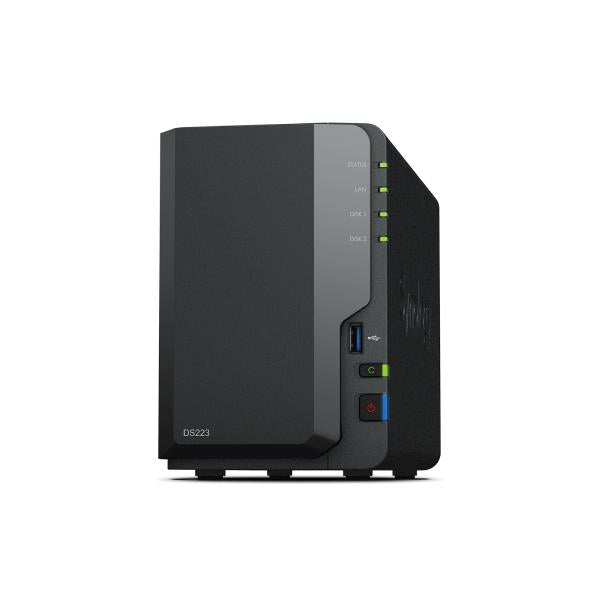 Synology DS223 NAS Desktop Realtek RTD1619B 2 GB DDR4 16 TB HDD DiskStation Manager Nero (Synology D223 16TB [Synology HAT5300] 2 bay desktop NAS; Realtek RTD1619B quad-core; 2GB non-ECC DDR4; 1 x 1GbE RJ-45 and 3 x USB 3.2 Gen 1 ports. [2years warra...