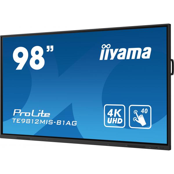 Iiyama PROLITE Pannello A digitale 2,49 m [98] LED Wi-Fi 400 cd/m 4K Ultra HD Nero Touch screen Processore integrato Android 24/7 (iiyama ProLite TE9812MIS-B1AG - 98 Categoria diagonale [97.5 visualizzabile] Display LCD retroilluminato a LED - segnal...