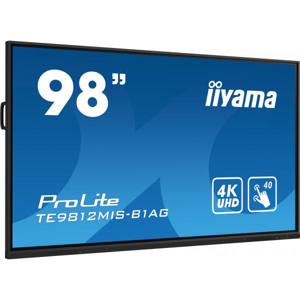 Iiyama PROLITE Pannello A digitale 2,49 m [98] LED Wi-Fi 400 cd/m 4K Ultra HD Nero Touch screen Processore integrato Android 24/7 (iiyama ProLite TE9812MIS-B1AG - 98 Categoria diagonale [97.5 visualizzabile] Display LCD retroilluminato a LED - segnal...