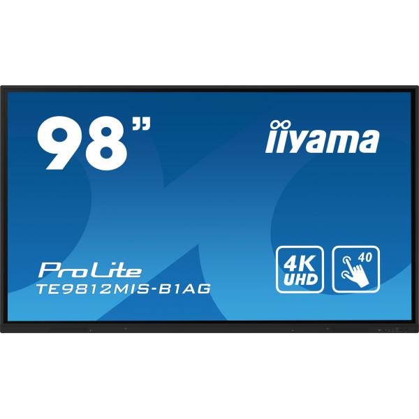 Iiyama PROLITE Pannello A digitale 2,49 m [98] LED Wi-Fi 400 cd/m 4K Ultra HD Nero Touch screen Processore integrato Android 24/7 (iiyama ProLite TE9812MIS-B1AG - 98 Categoria diagonale [97.5 visualizzabile] Display LCD retroilluminato a LED - segnal...