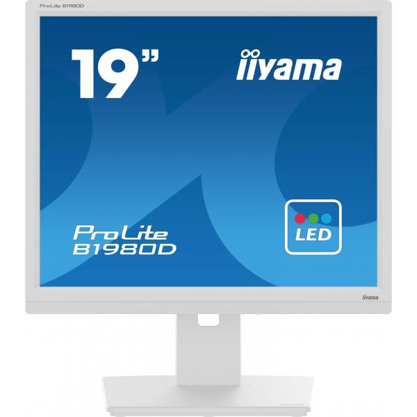 Iiyama ProLite B1980D-W5 Monitor PC 48,3 cm [19] 1280 x 1024 Pixel SXGA LCD Bianco (19 B1980D-W1 Monitor - 19\sWhite LED Monitor Height Adjustable VGA and DVI)Iiyama4948570121373B1980D-W5