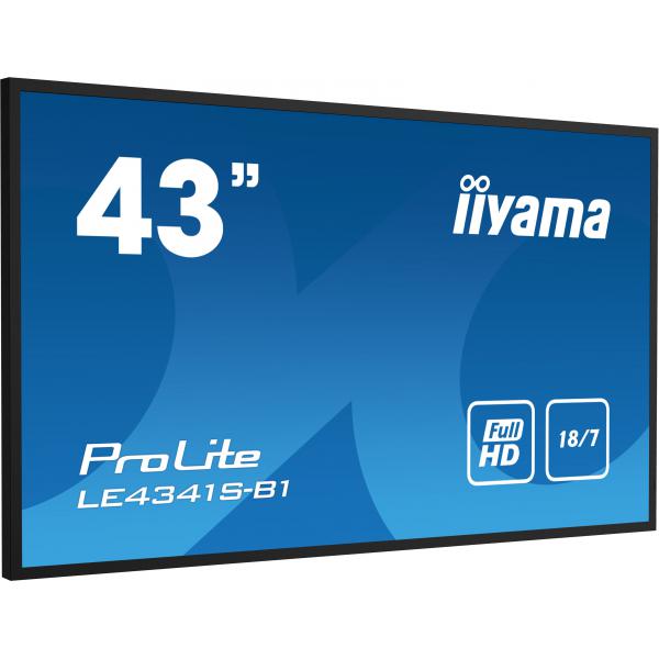 Iiyama LE4341S-B1 visualizzatore di messaggi Pannello piatto per segnaletica digitale 108 cm [42.5] LCD 350 cd/m Full HD Nero 18/7 (iiyama LE4341S-B1 Signage Display Digital signage flat panel 108 cm [42.5'] LCD 350 cd/m Full HD Black 18/7)Iiyama4948...