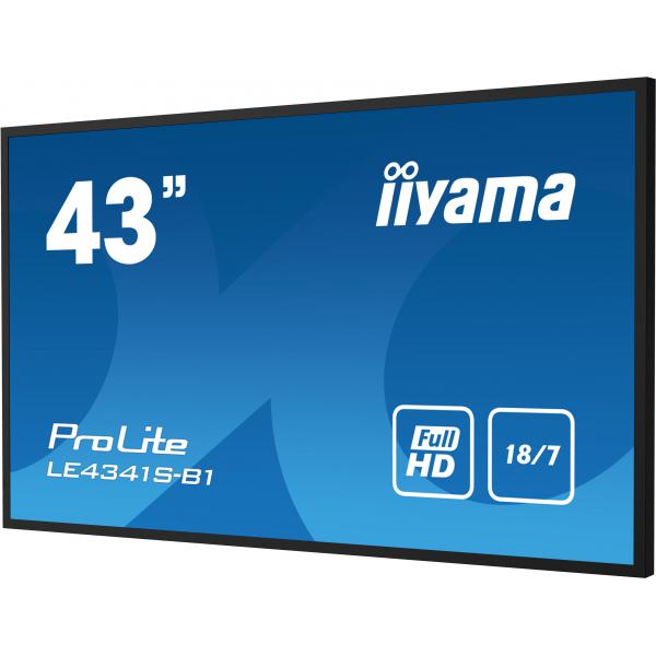 Iiyama LE4341S-B1 visualizzatore di messaggi Pannello piatto per segnaletica digitale 108 cm [42.5] LCD 350 cd/m Full HD Nero 18/7 (iiyama LE4341S-B1 Signage Display Digital signage flat panel 108 cm [42.5'] LCD 350 cd/m Full HD Black 18/7)Iiyama4948...