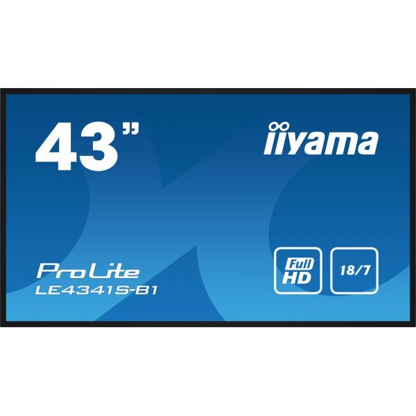 Iiyama LE4341S-B1 visualizzatore di messaggi Pannello piatto per segnaletica digitale 108 cm [42.5] LCD 350 cd/m Full HD Nero 18/7 (iiyama LE4341S-B1 Signage Display Digital signage flat panel 108 cm [42.5'] LCD 350 cd/m Full HD Black 18/7)Iiyama4948...