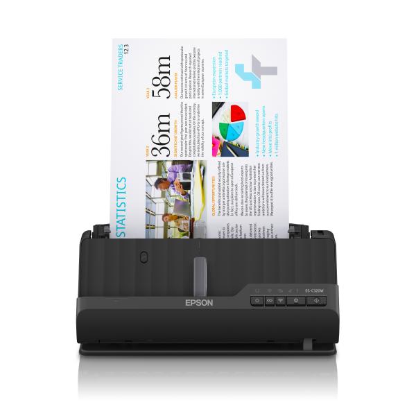 Epson ES-C320W Scanner a foglio 600 x 600 DPI A4 Nero (Epson ES-C320W - Sheetfed scanner - Duplex - A4/Legal - 600 dpi x 600 dpi - ADF [20 sheets] - up to 3500 scans per day - USB 2.0, Wi-Fi[n])Epson8715946720470B11B270401BY