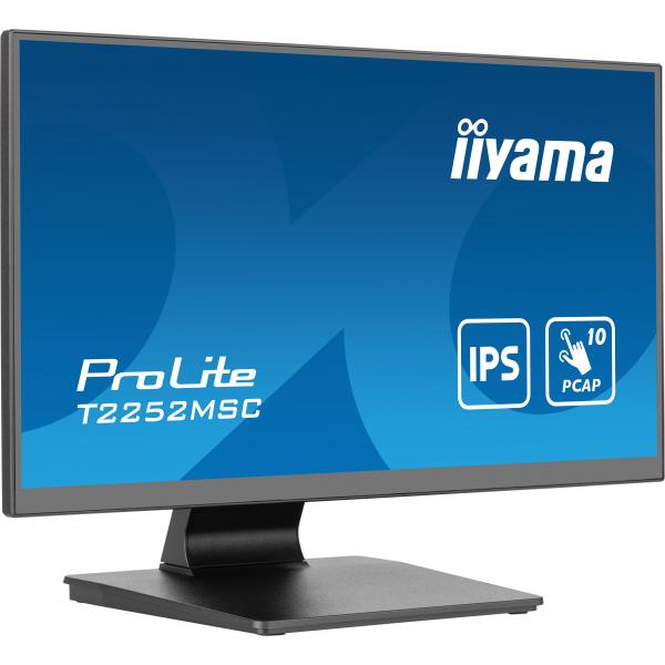 Iiyama ProLite T2252MSC-B2 Monitor PC 54,6 cm [21.5] 1920 x 1080 Pixel Full HD LCD Touch screen Nero (iiyama PROLITE T2252MSC-B2 21.5 Inch 10 Point Touchscreen IPS Monitor, Full HD, 5ms, USB Hub, HDMI, DisplayPort, Speakers, Black, Internal PSU, VESA...