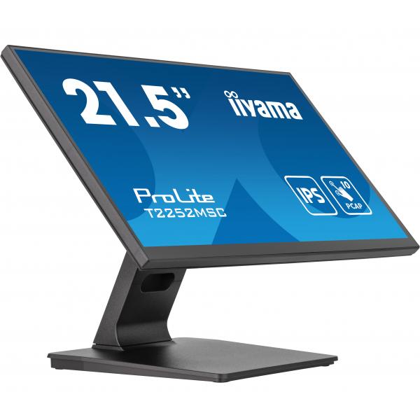 Iiyama ProLite T2252MSC-B2 Monitor PC 54,6 cm [21.5] 1920 x 1080 Pixel Full HD LCD Touch screen Nero (iiyama PROLITE T2252MSC-B2 21.5 Inch 10 Point Touchscreen IPS Monitor, Full HD, 5ms, USB Hub, HDMI, DisplayPort, Speakers, Black, Internal PSU, VESA...
