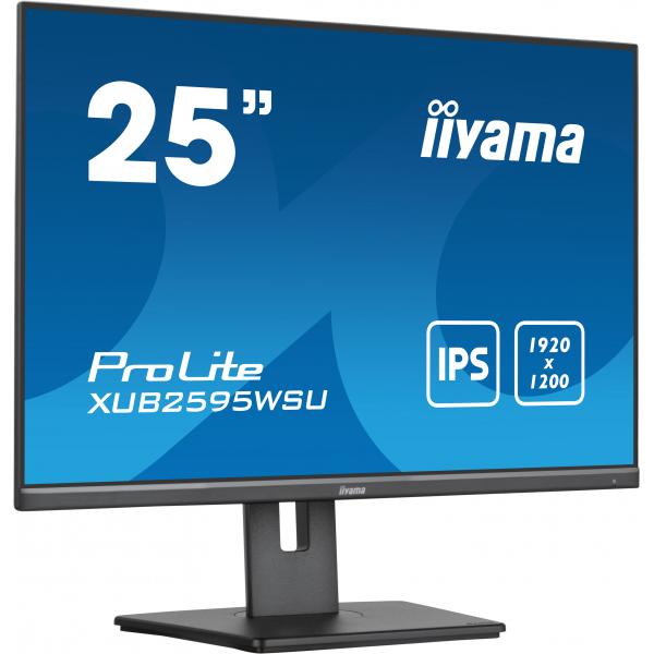 Iiyama ProLite XUB2595WSU-B5 Monitor PC 63,5 cm [25] 1920 x 1200 Pixel WUXGA LED Nero (iiyama ProLite XUB2595WSU-B5 - LED monitor - 25 - 1920 x 1200 WUXGA - IPS - 300 cd/m? - 1000:1 - 4 ms - HDMI, VGA, DisplayPort - speakers - black, matte)Iiyama4948...