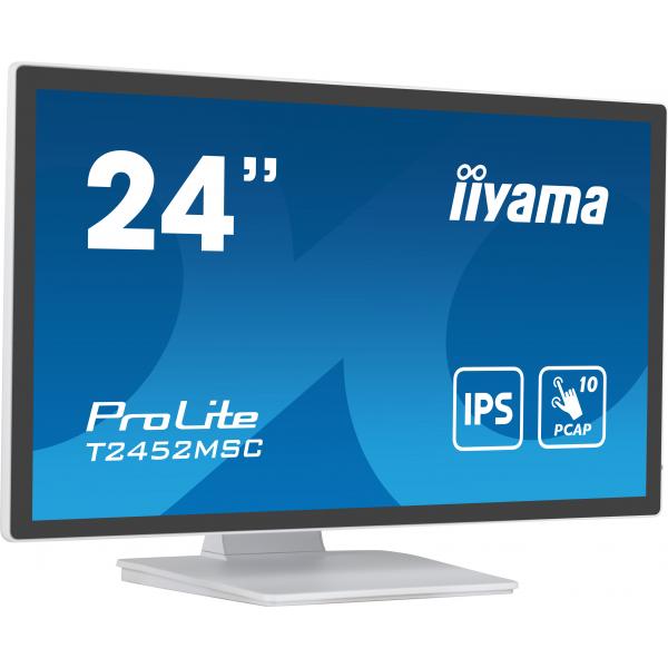 Iiyama ProLite Monitor PC 60,5 cm [23.8] 1920 x 1080 Pixel Full HD LCD Touch screen Multi utente Bianco (Prolite T2452MSC 24 WHITE - PCAP, 10P, - 1920x1080,IPS-panel,Flat Bezel Free Glass Front,HDMI,DP,USB,Speakers - Warranty: 36M)IiyamaT2452MSC-W1