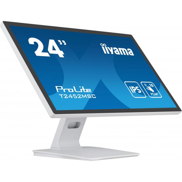 Iiyama ProLite Monitor PC 60,5 cm [23.8] 1920 x 1080 Pixel Full HD LCD Touch screen Multi utente Bianco (Prolite T2452MSC 24 WHITE - PCAP, 10P, - 1920x1080,IPS-panel,Flat Bezel Free Glass Front,HDMI,DP,USB,Speakers - Warranty: 36M)IiyamaT2452MSC-W1