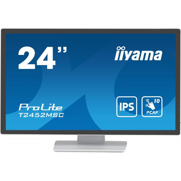 Iiyama ProLite Monitor PC 60,5 cm [23.8] 1920 x 1080 Pixel Full HD LCD Touch screen Multi utente Bianco (Prolite T2452MSC 24 WHITE - PCAP, 10P, - 1920x1080,IPS-panel,Flat Bezel Free Glass Front,HDMI,DP,USB,Speakers - Warranty: 36M)IiyamaT2452MSC-W1