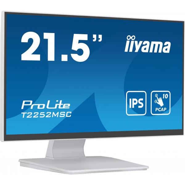 Iiyama ProLite T2252MSC-W2 Monitor PC 54,6 cm [21.5] 1920 x 1080 Pixel Full HD LCD Touch screen Tavolo Bianco (iiyama ProLite T2252MSC-W2 - LED monitor - 21.5 - touchscreen - 1920 x 1080 Full HD [1080p] - IPS - 250 cd/m? - 1000:1 - 5 ms - HDMI, Displ...