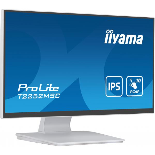 Iiyama ProLite T2252MSC-W2 Monitor PC 54,6 cm [21.5] 1920 x 1080 Pixel Full HD LCD Touch screen Tavolo Bianco (iiyama ProLite T2252MSC-W2 - LED monitor - 21.5 - touchscreen - 1920 x 1080 Full HD [1080p] - IPS - 250 cd/m? - 1000:1 - 5 ms - HDMI, Displ...
