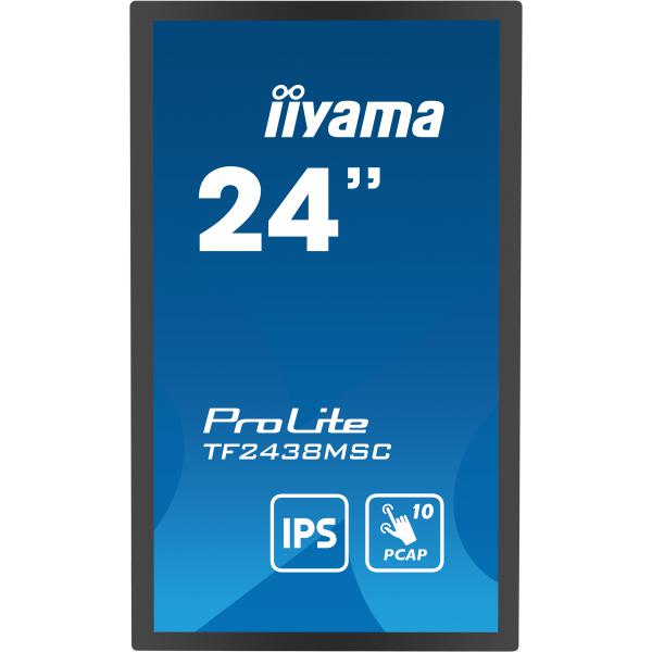 Iiyama TF2438MSC-B1 visualizzatore di messaggi Pannello A digitale 61 cm [24] LED 600 cd/m Full HD Nero Touch screen (Prolite TF2438 23,8,PCAP 10P - Touch,1920x1080,IPS panel, - DP, HDMI, 525cd/m?,Metal,USB, Speakers - Warranty: 36M)Iiyama49485701211...