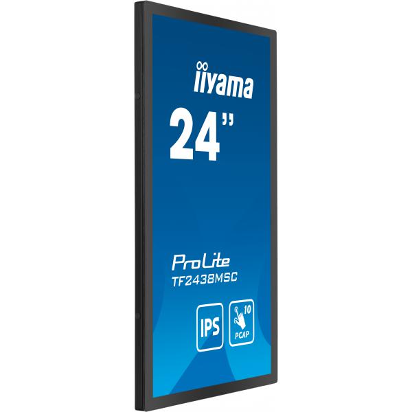 Iiyama TF2438MSC-B1 visualizzatore di messaggi Pannello A digitale 61 cm [24] LED 600 cd/m Full HD Nero Touch screen (Prolite TF2438 23,8,PCAP 10P - Touch,1920x1080,IPS panel, - DP, HDMI, 525cd/m?,Metal,USB, Speakers - Warranty: 36M)Iiyama49485701211...