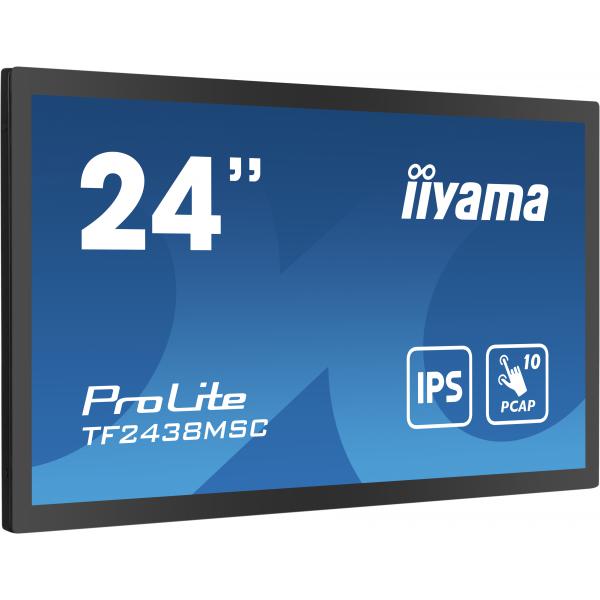 Iiyama TF2438MSC-B1 visualizzatore di messaggi Pannello A digitale 61 cm [24] LED 600 cd/m Full HD Nero Touch screen (Prolite TF2438 23,8,PCAP 10P - Touch,1920x1080,IPS panel, - DP, HDMI, 525cd/m?,Metal,USB, Speakers - Warranty: 36M)Iiyama49485701211...