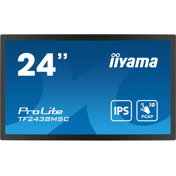 Iiyama TF2438MSC-B1 visualizzatore di messaggi Pannello A digitale 61 cm [24] LED 600 cd/m Full HD Nero Touch screen (Prolite TF2438 23,8,PCAP 10P - Touch,1920x1080,IPS panel, - DP, HDMI, 525cd/m?,Metal,USB, Speakers - Warranty: 36M)Iiyama49485701211...