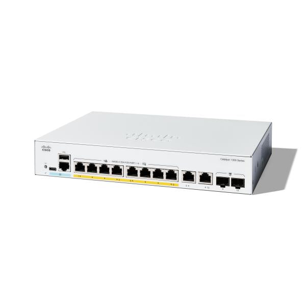 Cisco Catalyst 1300 Gestito L2 Gigabit Ethernet [10/100/1000] Supporto Power over Ethernet [PoE] Grigio (CATALYST 1300 8-PORT GE FULL - POE 2X1G COMBO)CiscoC1300-8FP-2G