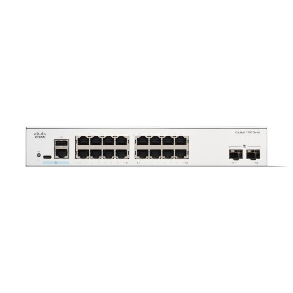 Cisco C1300-16T-2G switch di rete Gestito L2/L3 Gigabit Ethernet [10/100/1000] Bianco (CATALYST 1300 16-PORT GE 2X1G - SFP)CiscoC1300-16T-2G
