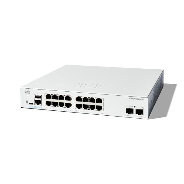 Cisco C1300-16T-2G switch di rete Gestito L2/L3 Gigabit Ethernet [10/100/1000] Bianco (CATALYST 1300 16-PORT GE 2X1G - SFP)CiscoC1300-16T-2G