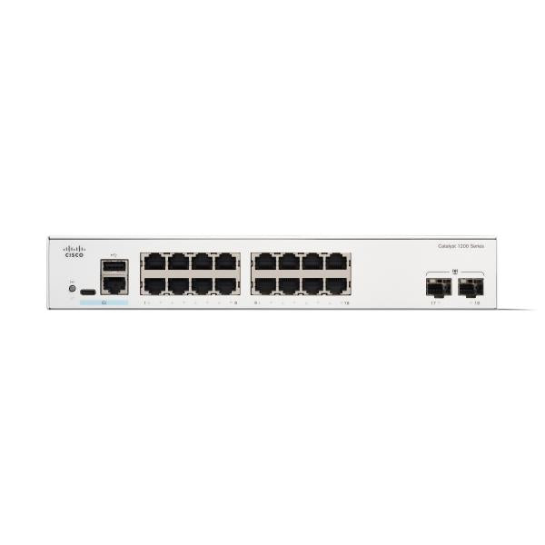 Cisco C1200-16T-2G switch di rete Gestito L2/L3 Gigabit Ethernet [10/100/1000] Bianco (Cisco Catalyst 1200-16T-2G - Switch - L3 - intelligente - 16 x 10/100/1000 + 2 x Gigabit Ethernet SFP - montabile su rack)CiscoC1200-16T-2G