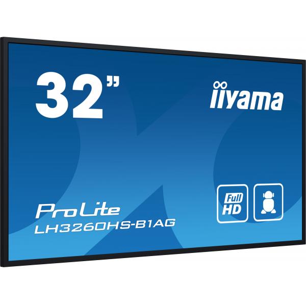 Iiyama LH3260HS-B1AG visualizzatore di messaggi Pannello A digitale 80 cm [31.5] LED Wi-Fi 500 cd/m Full HD Nero Processore integrato Android 11 24/7 (iiyama PROLITE Digital A-board 80 cm [31.5'] LED Wi-Fi 500 Full HD Black Built-in processor Android...