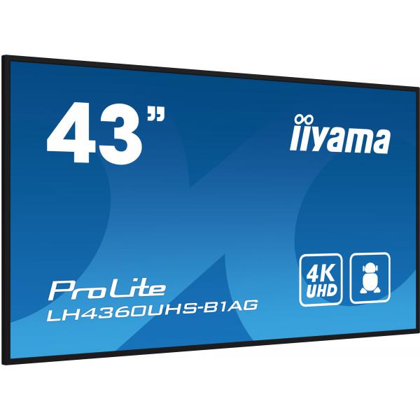 Iiyama LH4360UHS-B1AG visualizzatore di messaggi Pannello A digitale 108 cm [42.5] LED Wi-Fi 500 cd/m 4K Ultra HD Nero Processore integrato Android 11 24/7 (iiyama ProLite LH4360UHS-B1AG - 43 Categoria diagonale [42.5 visualizzabile] Display LCD retr...