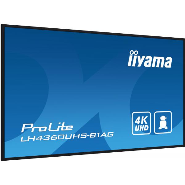 Iiyama LH4360UHS-B1AG visualizzatore di messaggi Pannello A digitale 108 cm [42.5] LED Wi-Fi 500 cd/m 4K Ultra HD Nero Processore integrato Android 11 24/7 (iiyama ProLite LH4360UHS-B1AG - 43 Categoria diagonale [42.5 visualizzabile] Display LCD retr...