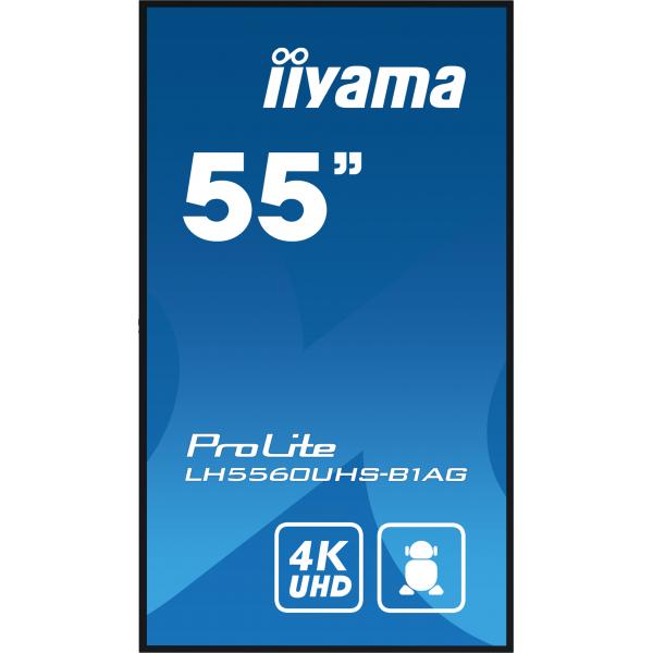 Iiyama LH5560UHS-B1AG visualizzatore di messaggi Pannello A digitale 138,7 cm [54.6] LED Wi-Fi 500 cd/m 4K Ultra HD Nero Processore integrato Android 11 24/7 (iiyama ProLite LH5560UHS-B1AG - 55 Categoria diagonale [54.6 visualizzabile] Display LCD re...