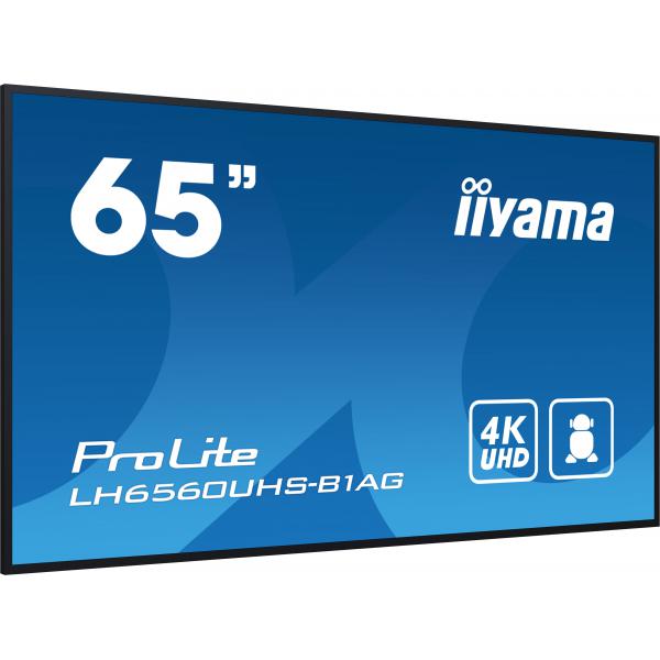 Iiyama LH6560UHS-B1AG visualizzatore di messaggi Pannello A digitale 165,1 cm [65] LED Wi-Fi 500 cd/m 4K Ultra HD Nero Processore integrato Android 11 24/7 (iiyama ProLite LH6560UHS-B1AG 65' 4K UHD professional digital signage display with advanced c...