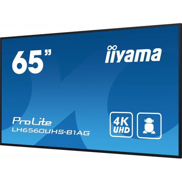 Iiyama LH6560UHS-B1AG visualizzatore di messaggi Pannello A digitale 165,1 cm [65] LED Wi-Fi 500 cd/m 4K Ultra HD Nero Processore integrato Android 11 24/7 (iiyama ProLite LH6560UHS-B1AG 65' 4K UHD professional digital signage display with advanced c...