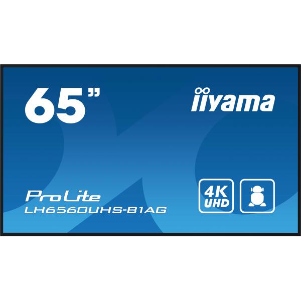 Iiyama LH6560UHS-B1AG visualizzatore di messaggi Pannello A digitale 165,1 cm [65] LED Wi-Fi 500 cd/m 4K Ultra HD Nero Processore integrato Android 11 24/7 (iiyama ProLite LH6560UHS-B1AG 65' 4K UHD professional digital signage display with advanced c...