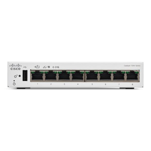 Cisco C1200-8T-D switch di rete Gestito L2/L3 Gigabit Ethernet [10/100/1000] Bianco (Cisco Catalyst 1200-8T-D - Switch - Gigabit Ethernet - L3 - smart - 8 x 10/100/1000 - desktop - PoE [67 W])Cisco0889728521802C1200-8T-D